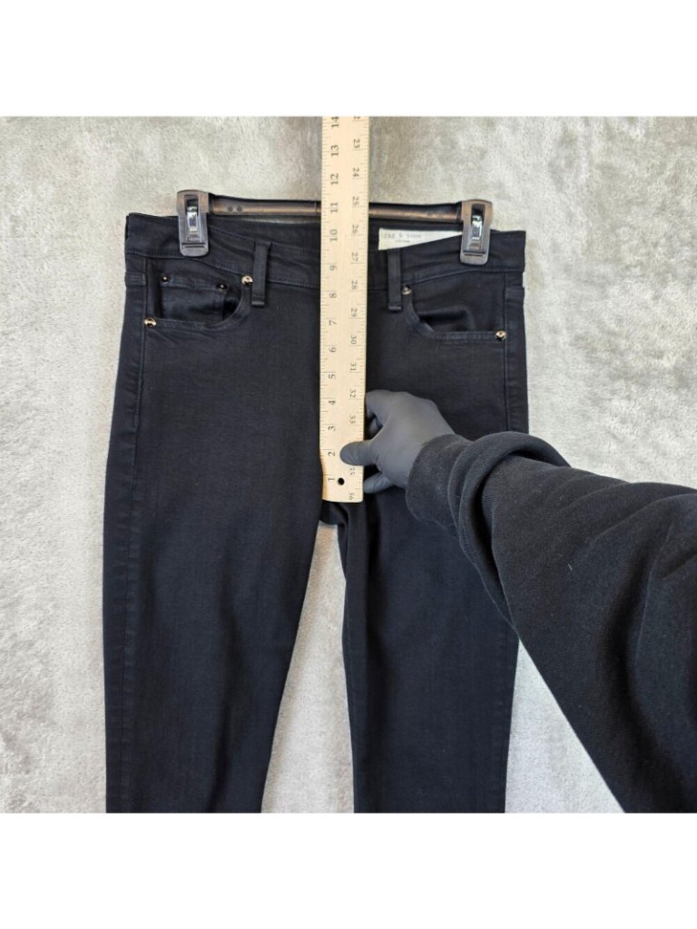 Rag & Bone Cate Mid-Rise Skinny Jeans Womens 28 Black Dark Wash Stretch Denim - Picture 7 of 13